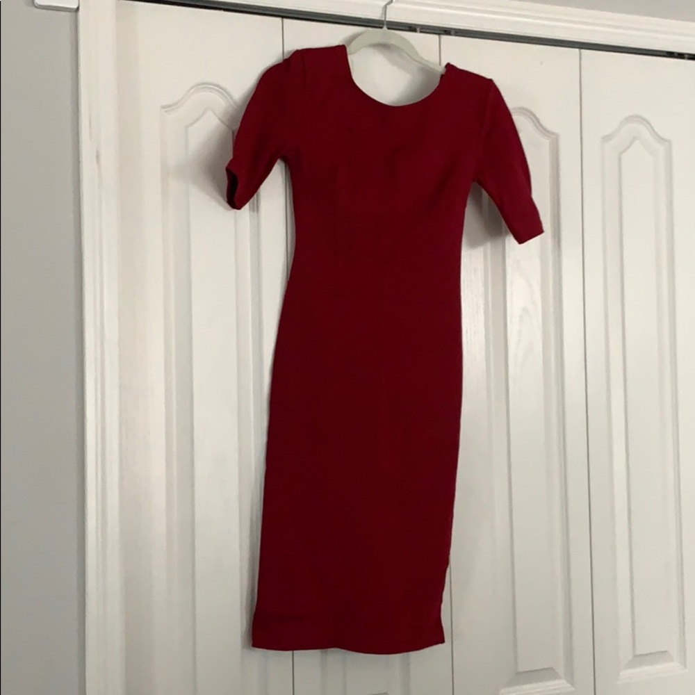 Burgundy Midi fitted Dress